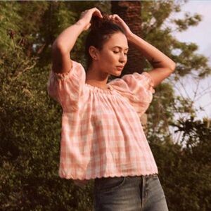 The Great - The Garland Top in Pink with Cream Gingham Size 2 Like New